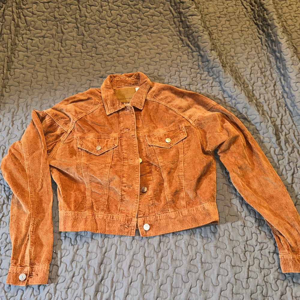 NWT American Eagle Cropped Corduroy Trucker Jacket Brown - XS